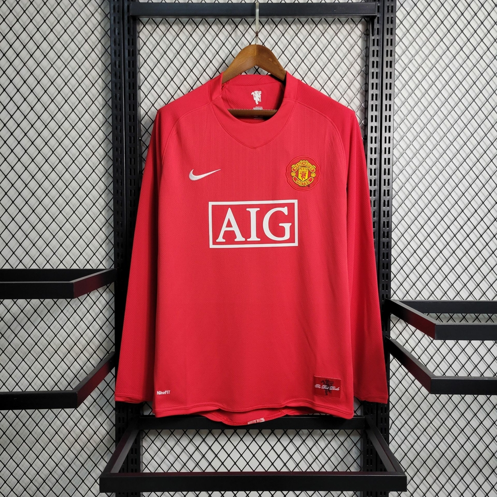 Manchester United Retro Home Long Sleeve Jersey 07/09