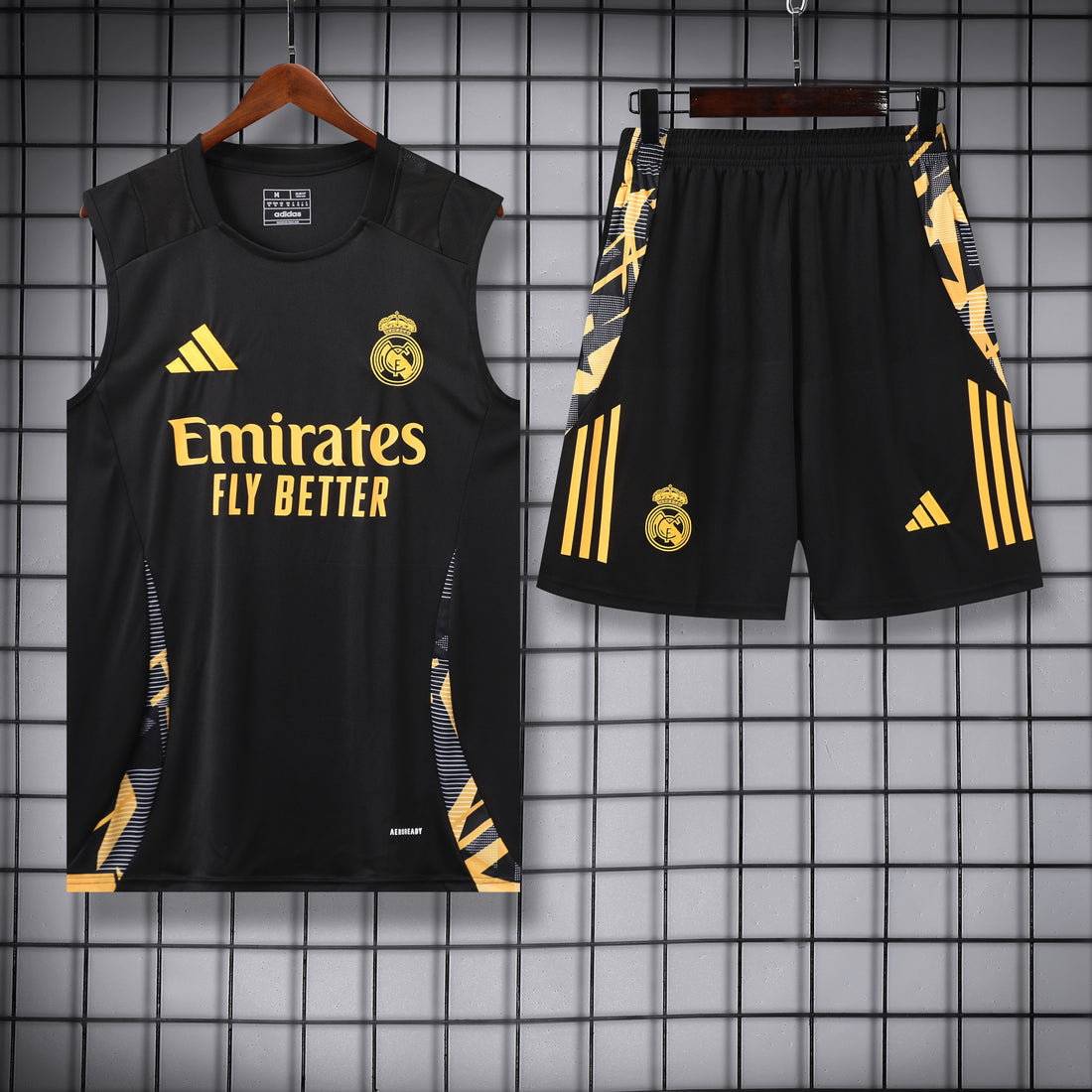Real Madrid Black & Gold Training Sleeveless Set 24/25