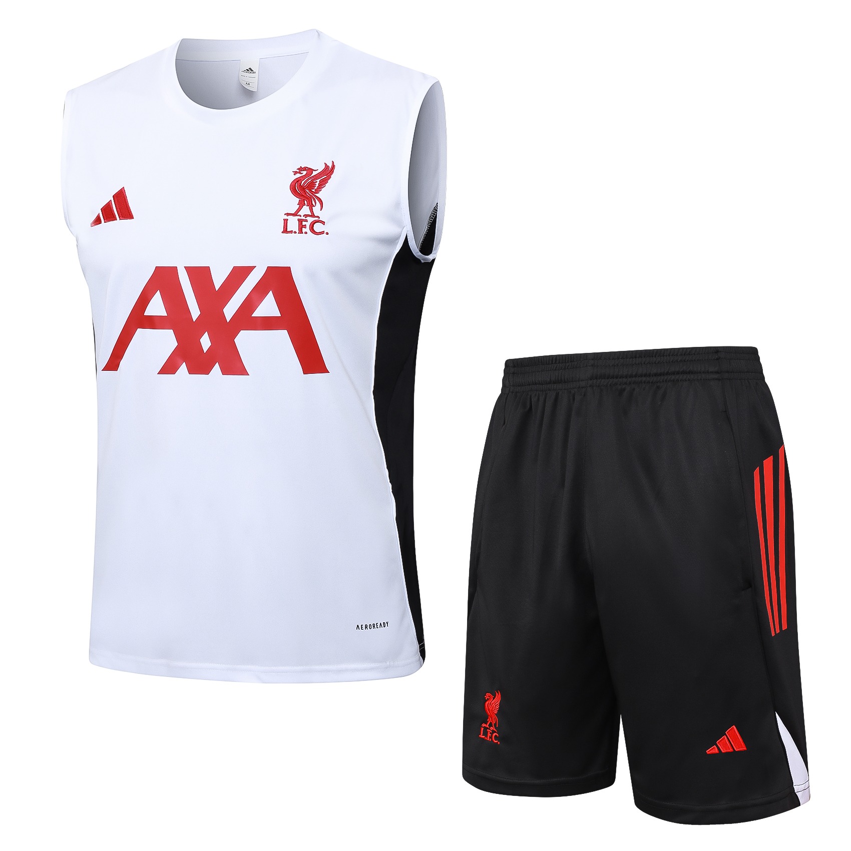 Liverpool White & Black Training Sleeveless Set 24/25