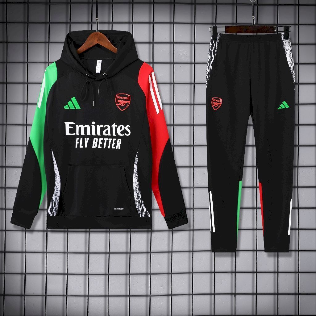 Arsenal Black Red & Green Hooded Tracksuit 25/26