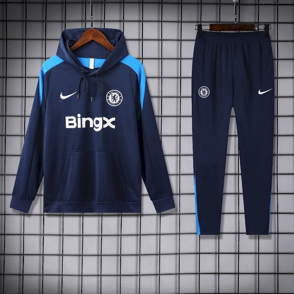 Chelsea Navy & Sky Blue Hooded Tracksuit 25/26