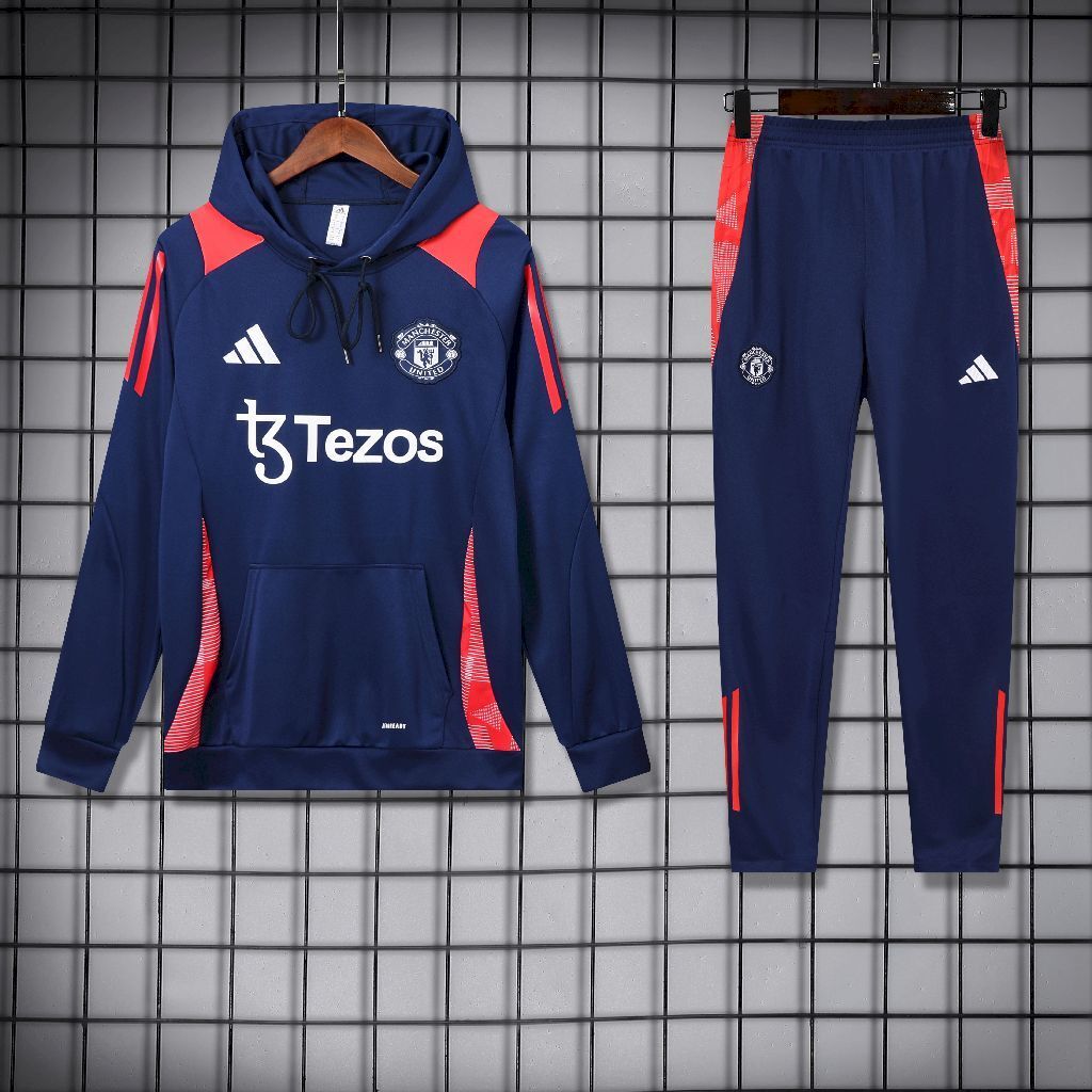 Manchester United Navy Blue & Red Hooded Tracksuit 25/26